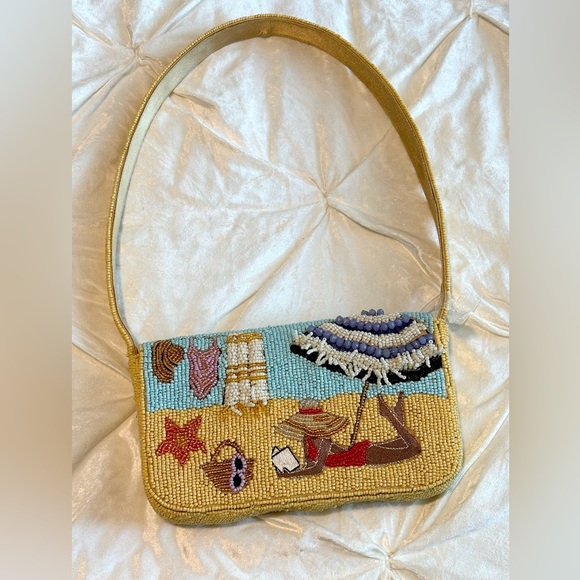 T.J.Maxx Handbags - 🏖️ Beaded Beach Scene Bag | Vacation Coastal Summer Shoulder Purse